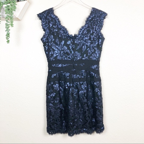 Tadashi shoji paillette sequin lace v-neck dress - Picture 6 of 8